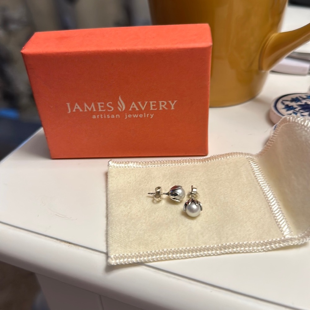 James Avery Pearl earrings silver